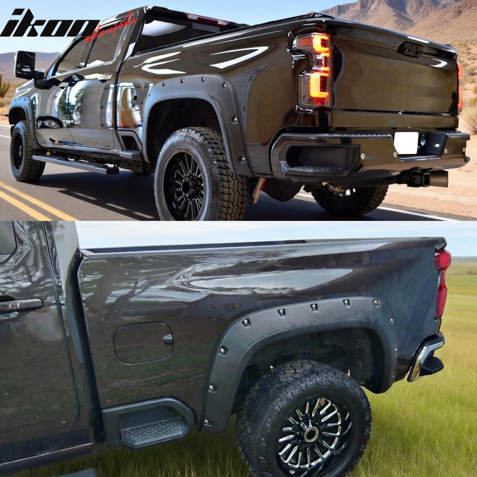 Fits 20-26 Chevy Silverado 2500 HD Pocket Riveted Style Fender Flares Cover PP