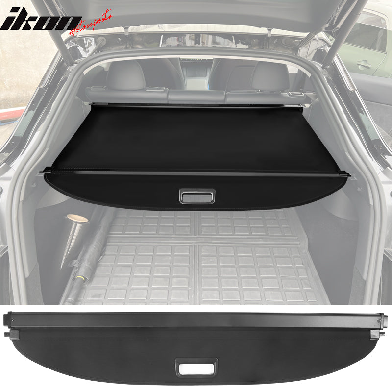 IKON MOTORSPORTS, Rear Cargo Cover Compatible With 2020-2022 Tesla Model Y, Retractable Rear Trunk Security Cargo Cover PVC & Aluminum Alloy