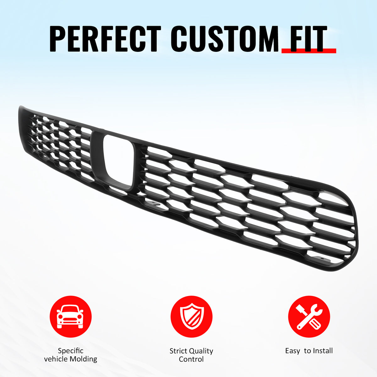 IKON MOTORSPORTS Front Lower Grille, Compatible with 2020-2023 Dodge Charger Widebody, Factory Style Unpainted Black PP Polypropylene Replacement Front Bumper Grill with ACC Hole