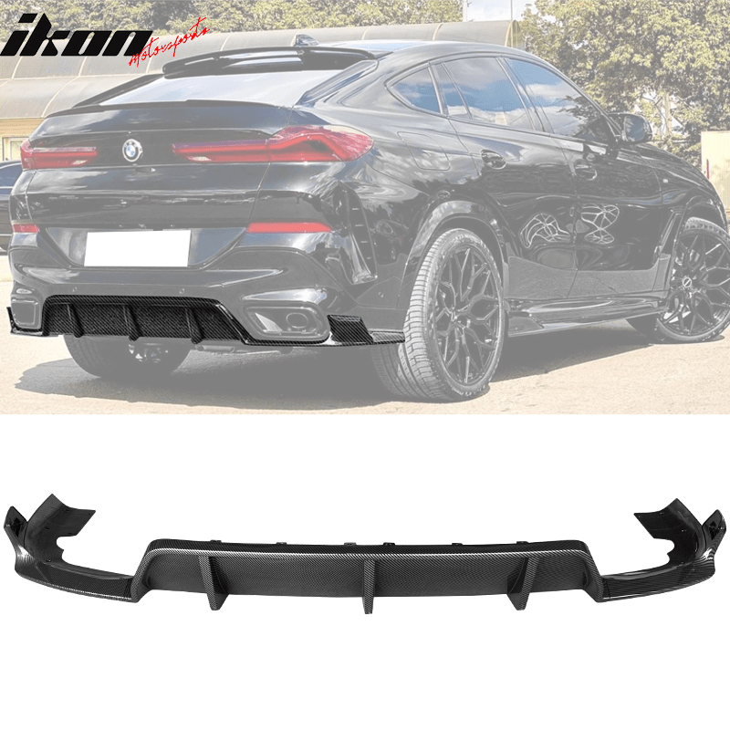 2020 - 2023 Bmw G06 X6 Ikon Style Gloss Black Rear Bumper Diffuser - ppCarbon Fiber PrintIkon Motorsports