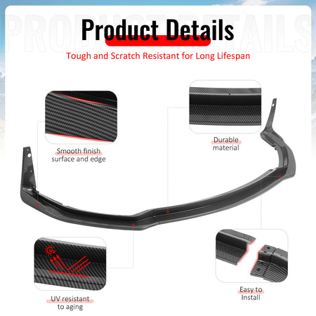 For 20-23 Dodge Charger Widebody IKON ABS Front Bumper Lip Carbon Fiber Print