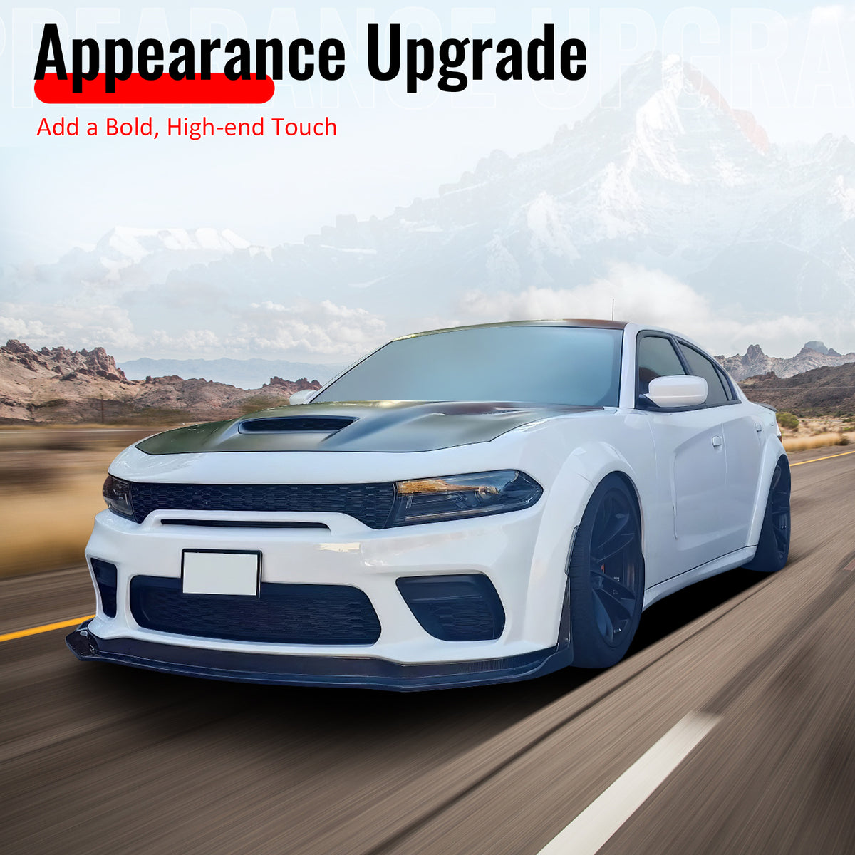 For 20-23 Dodge Charger Widebody IKON ABS Front Bumper Lip Carbon Fiber Print