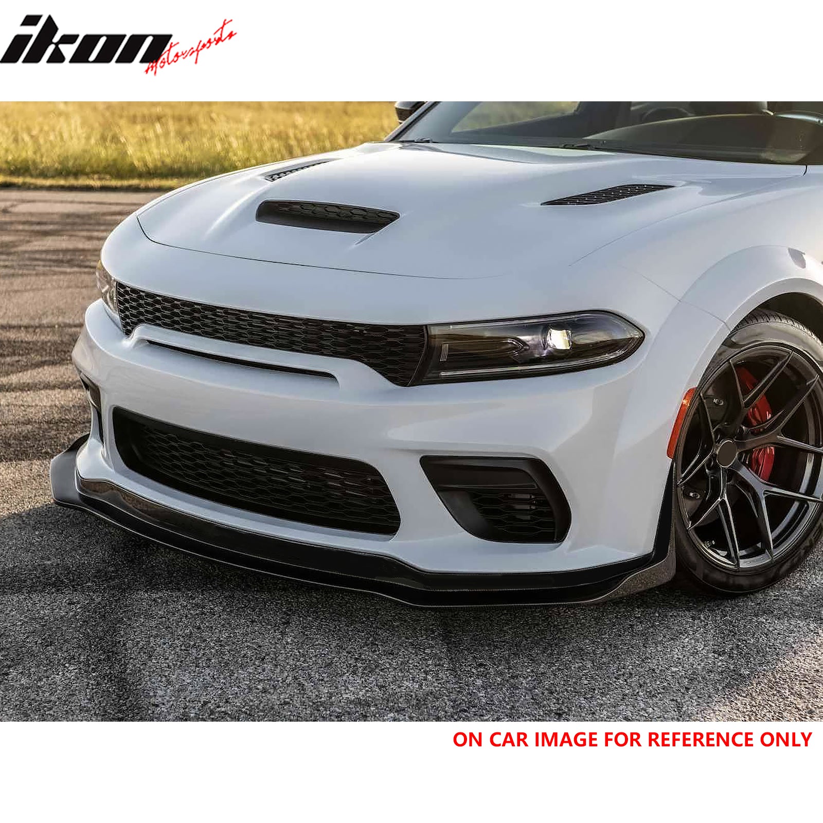 For 20-23 Dodge Charger Widebody IKON ABS Front Bumper Lip Carbon Fiber Print