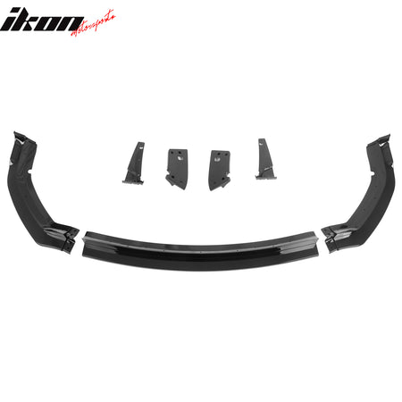 For 20-23 Dodge Charger Widebody IKON Style ABS Front Bumper Lip Gloss Black 7PC