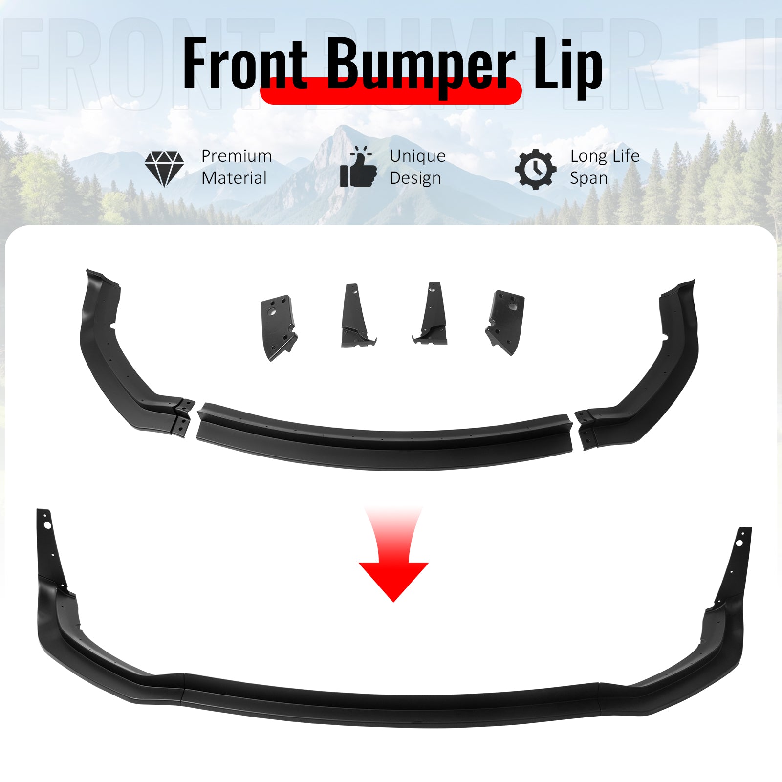 For 20-23 Dodge Charger Widebody IKON Style ABS Front Bumper Lip Matte Black 7PC