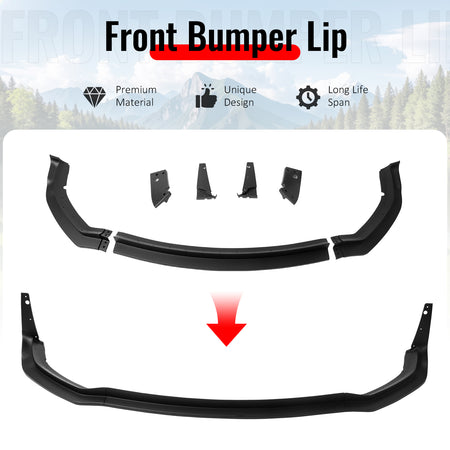 For 20-23 Dodge Charger Widebody IKON Style ABS Front Bumper Lip Matte Black 7PC