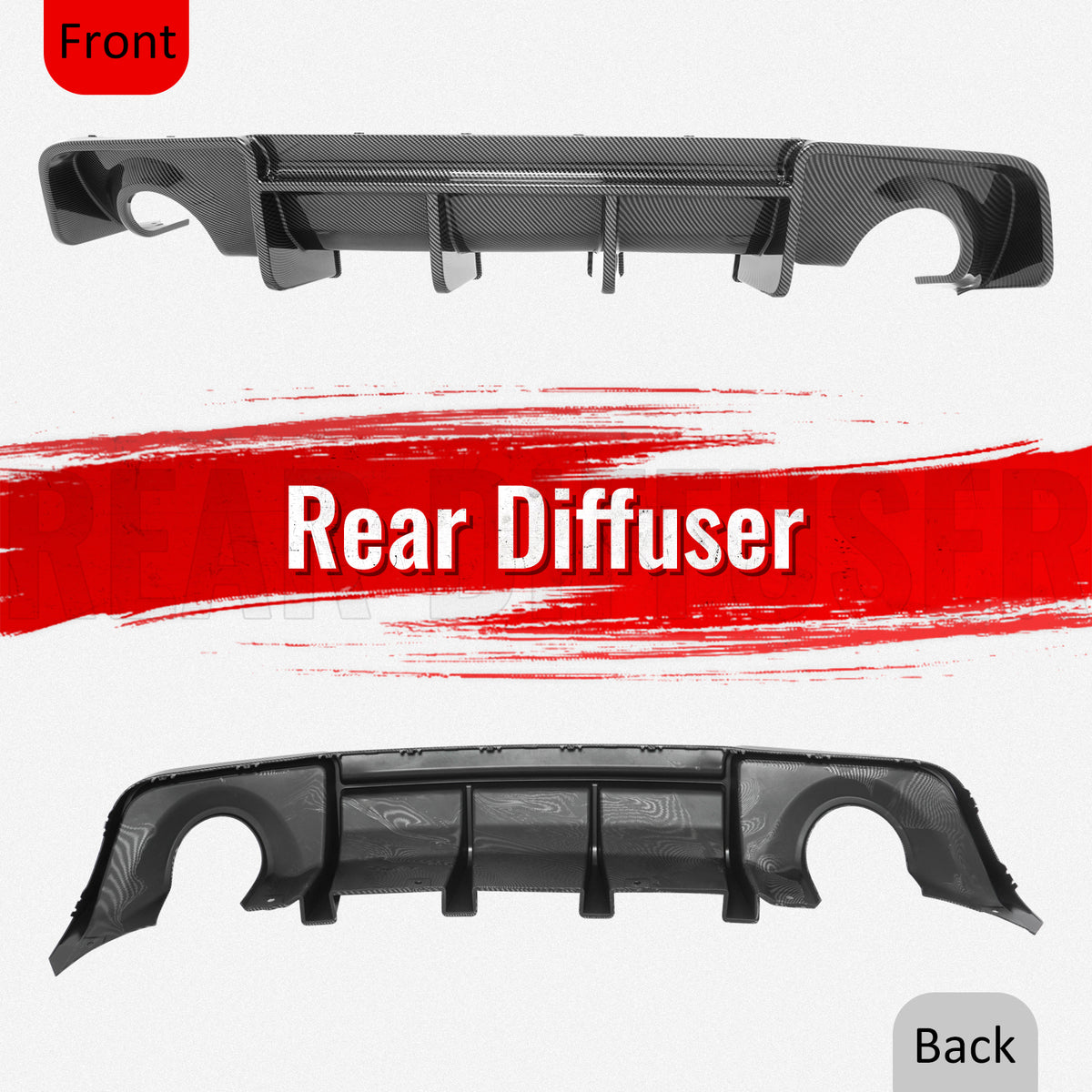 Fits 20-23 Dodge Charger Widebody Rear Bumper Diffuser Carbon Fiber Print Lip