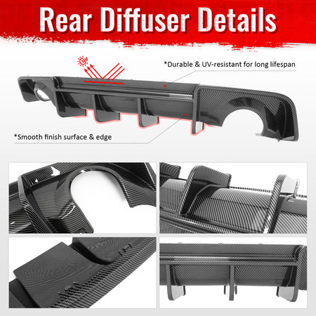 Fits 20-23 Dodge Charger Widebody Rear Bumper Diffuser Carbon Fiber Print Lip