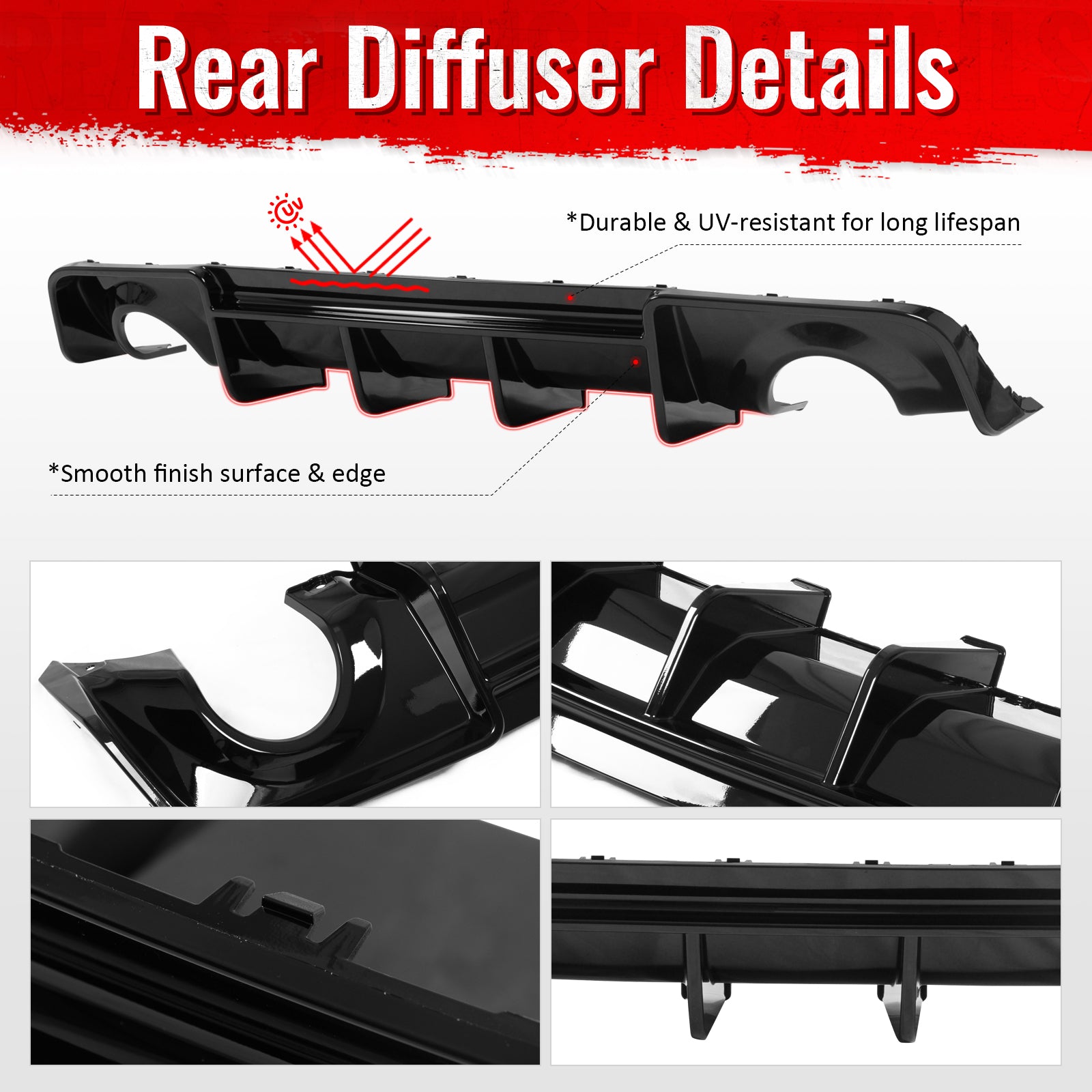 Fits 20-23 Dodge Charger Widebody Rear Bumper Lip Diffuser Gloss Black Splitter