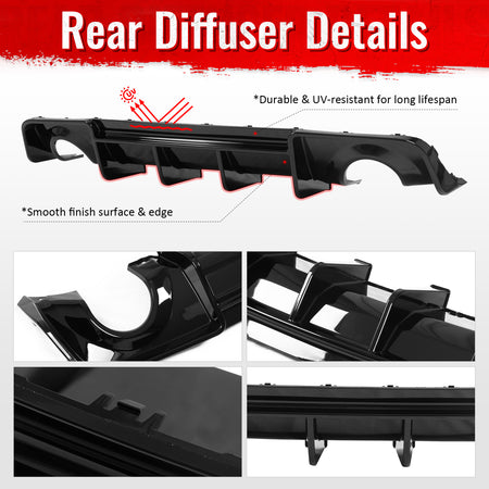 Fits 20-23 Dodge Charger Widebody Rear Bumper Lip Diffuser Gloss Black Splitter
