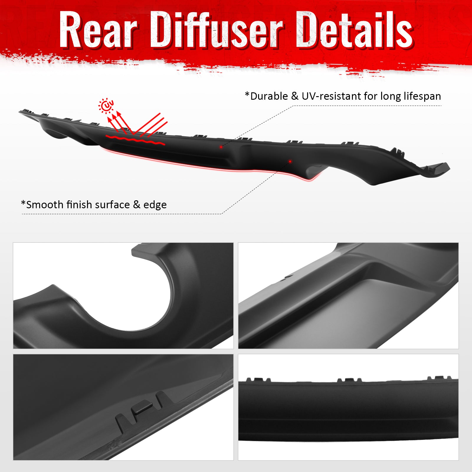 Fits 20-23 Dodge Charger Widebody Rear Bumper Diffuser OE Style Lip Matte Black