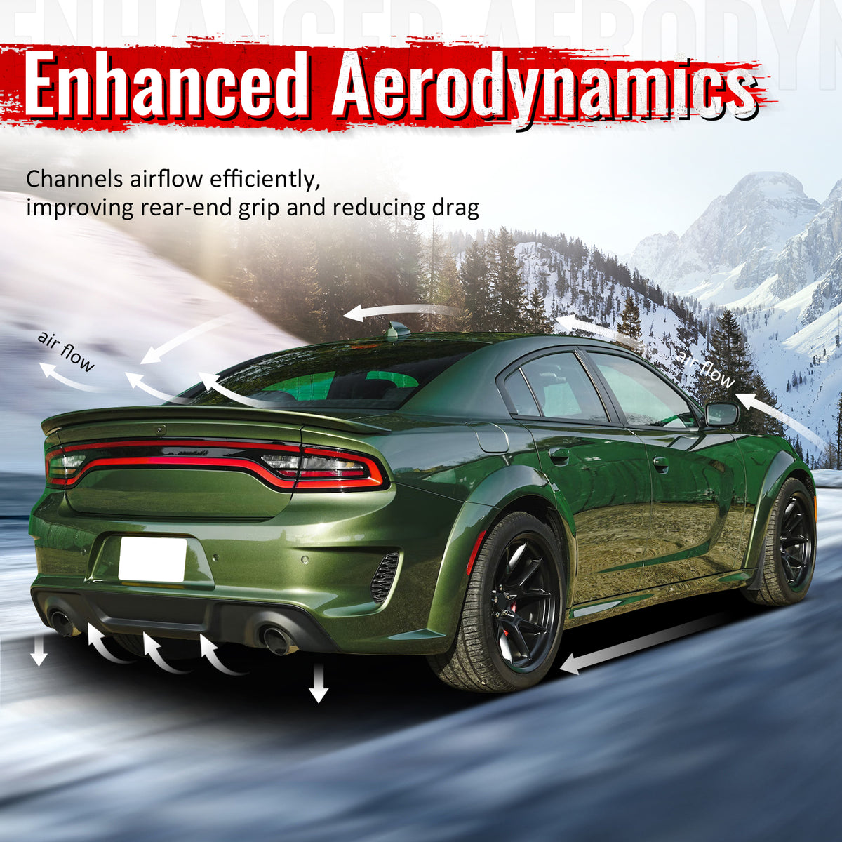 Fits 20-23 Dodge Charger Widebody Rear Bumper Diffuser OE Style Lip Matte Black