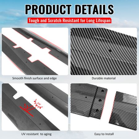 Fits 20-23 Dodge Charger Widebody Side Skirts Carbon Fiber Print Rocker Panel