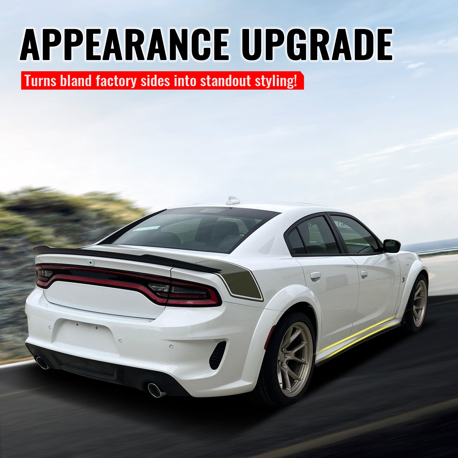 Fits 20-23 Dodge Charger Widebody Side Skirts Carbon Fiber Print Rocker Panel