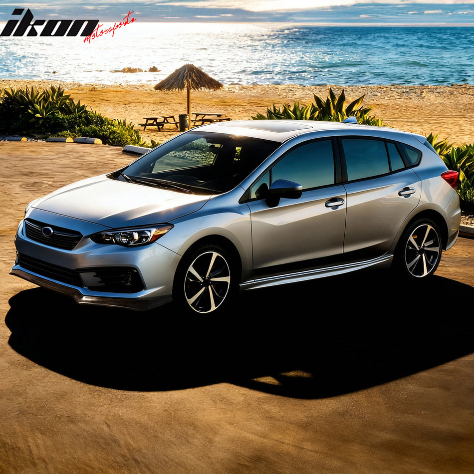 IKON MOTORSPORTS Front Bumper Lip, Compatible with 2020-2023 Subaru Impreza 4DR Sedan 5DR Hatchback, IKON 6 Style Unpainted Black PU Poly Urethane Air Dam Chin Spoiler Protector Splitter 1PC Body Kit