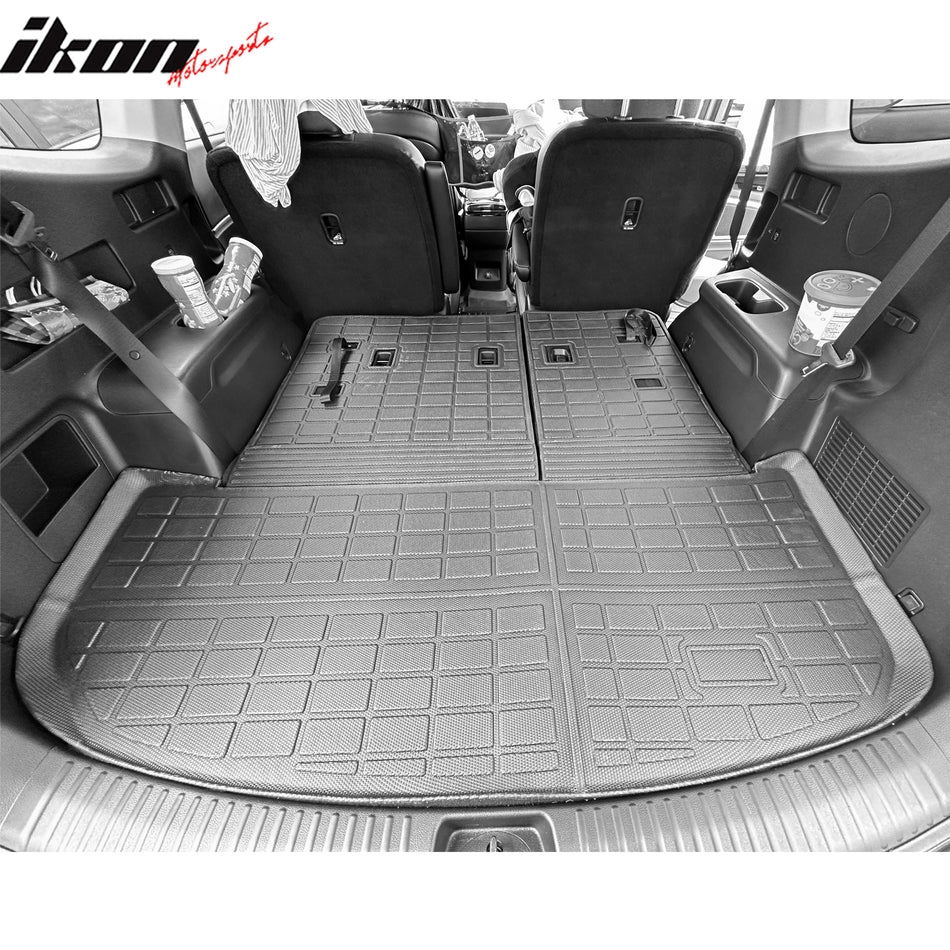 IKON MOTORSPORTS TPE Cargo Trunk Liner with Backrest Mat, Compatible with 2020-2025 Kia Telluride, Custom Fit All Weather Protection Heavy Duty Rear Trunk Tray Cargo Mats Protector, Black