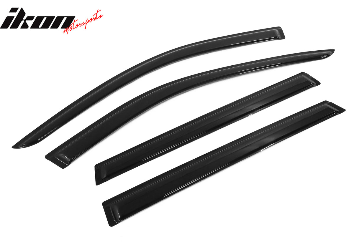 IKON MOTORSPORTS, Window Visors Compatible With 2020-2025 Kia Telluride, Tape On Slim Style Acrylic Shade Rain Sun Guards Wind Vent Air Deflector, 2021 2022 2023