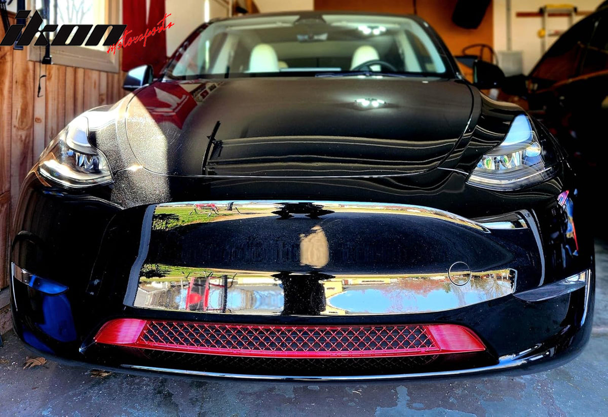 Fits 20-24 Tesla Model Y Air Vent Cover Intake Inlet Front Lower Grille Red ABS