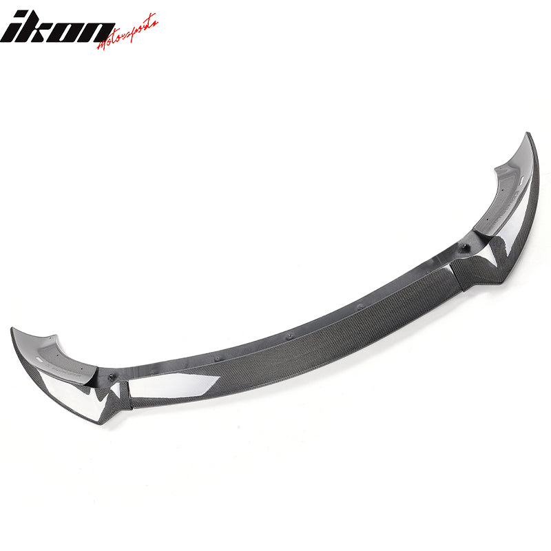 Fits 20-25 Tesla Y Track Pack Carbon Fiber Gloss Black Front Bumper Lip - 3PCS