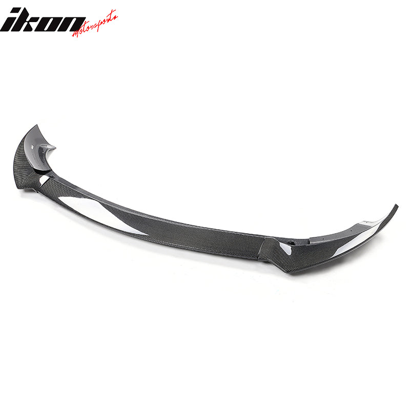 Fits 20-25 Tesla Y Track Pack Carbon Fiber Gloss Black Front Bumper Lip - 3PCS