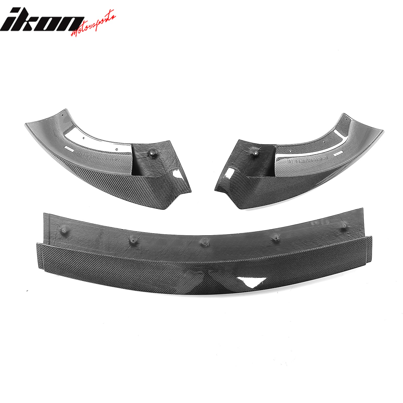Fits 20-25 Tesla Y Track Pack Carbon Fiber Gloss Black Front Bumper Lip - 3PCS