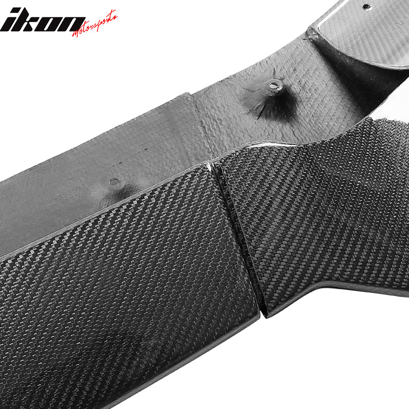 Fits 20-25 Tesla Y Track Pack Carbon Fiber Gloss Black Front Bumper Lip - 3PCS