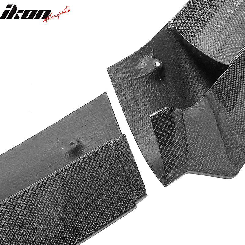 Fits 20-25 Tesla Y Track Pack Carbon Fiber Gloss Black Front Bumper Lip - 3PCS