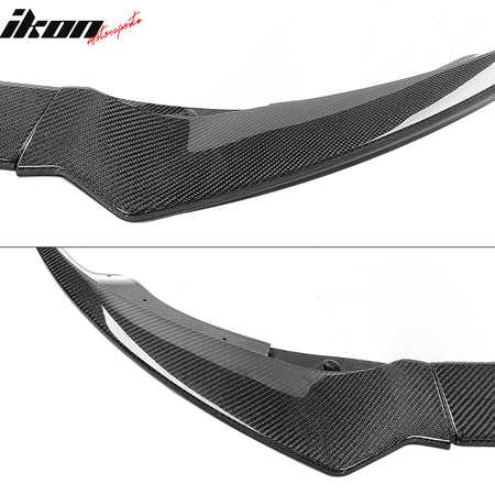 Fits 20-25 Tesla Y Track Pack Carbon Fiber Gloss Black Front Bumper Lip - 3PCS