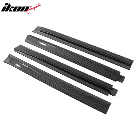 Fits 20-24 Tesla Model Y Carbon Fiber Print Side Skirts Extension Splitter ABS