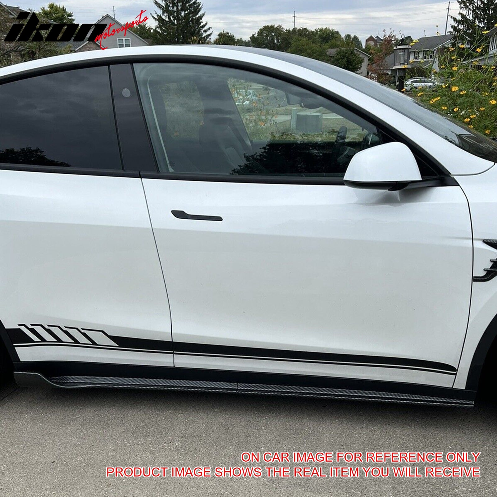 Fits 20-24 Tesla Model Y IKON V3 Style Gloss Black Side Skirts Diffuser Lip ABS