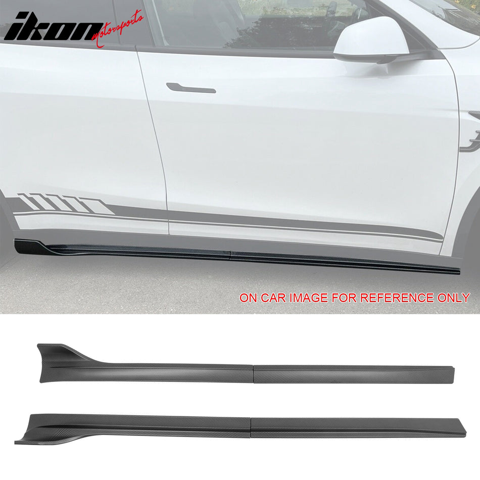 2020-2024 Tesla Model Y V3 Side Skirts Matte Carbon Fiber Print ABS