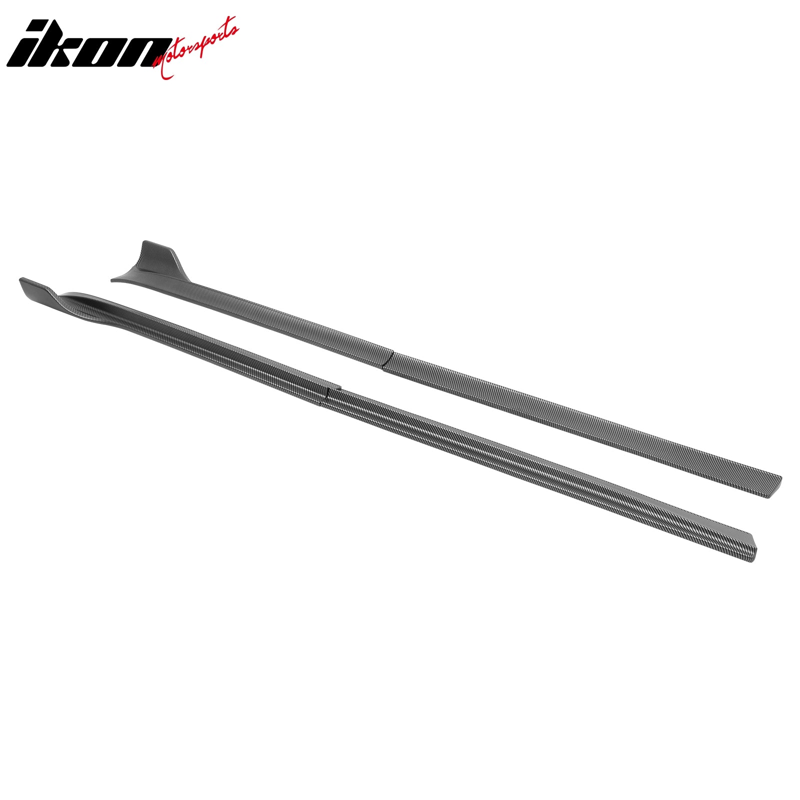 IKON MOTORSPORTS, Side Skirts Extension Compatible with 2020-2024 Tesla Model Y, IKON V3 Style Blow Molding ABS Matte Carbon Fiber Print Rocker Panel Splitter Side Underbody Spoiler