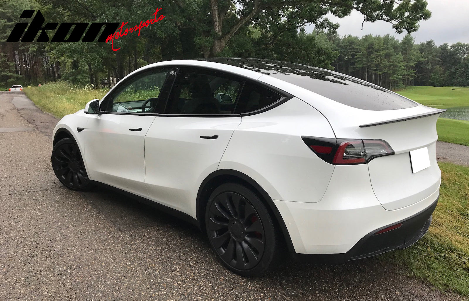 IKON MOTORSPORTS, Trunk Spoiler Compatible with 2020-2025 Tesla Model Y, OE Style Unpainted Gray ABS Plastic Rear Trunk Lid Spoiler Wing Lip