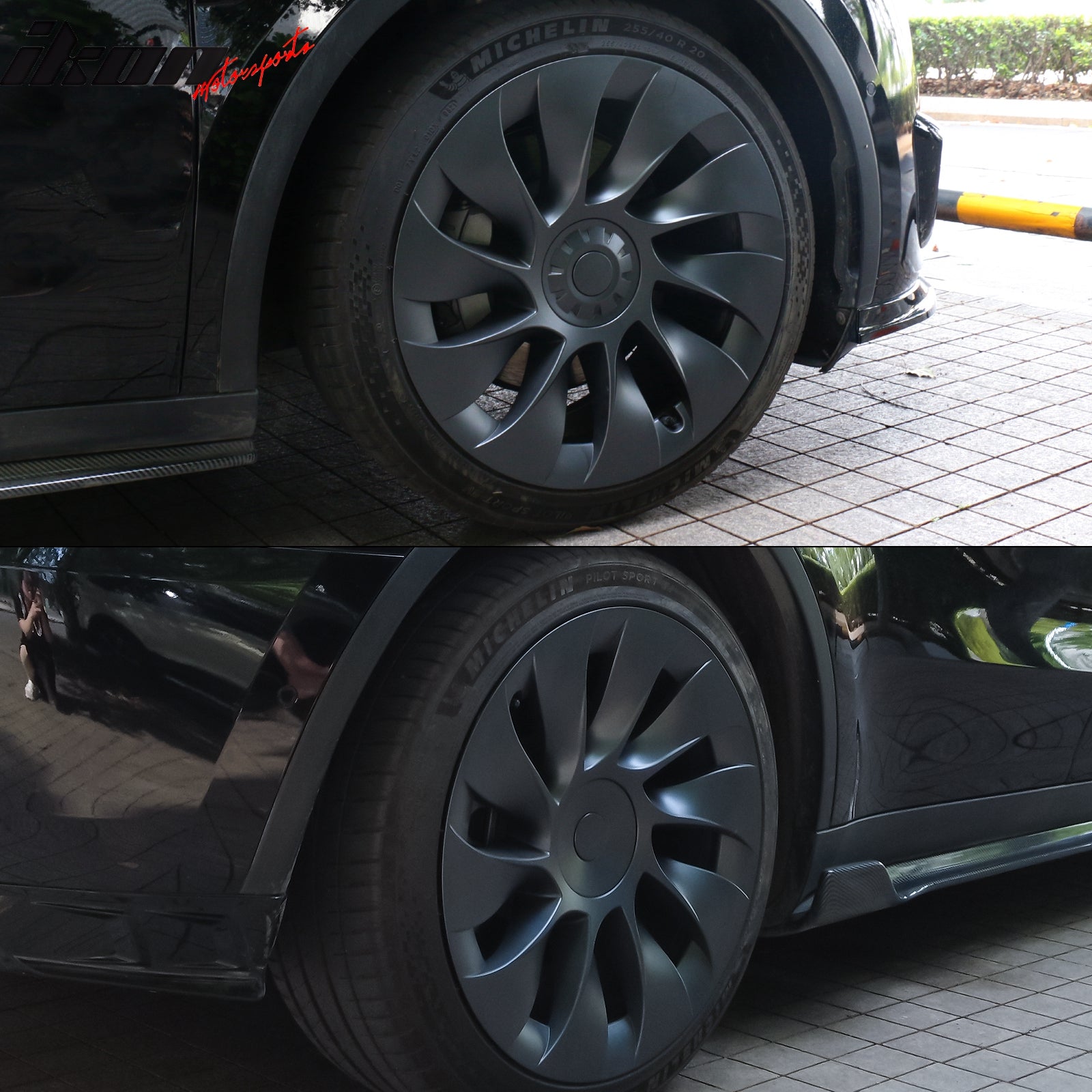 Fits 20-24 Tesla Model Y 20'' V1 Style Wheel Covers Hubcaps Rim Matte Black 4PCS