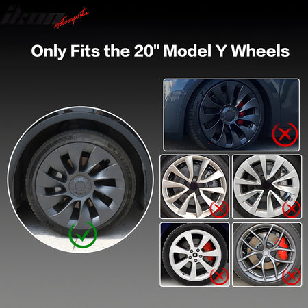 Fits 20-24 Tesla Model Y 20'' V1 Style Wheel Covers Hubcaps Rim Matte Black 4PCS