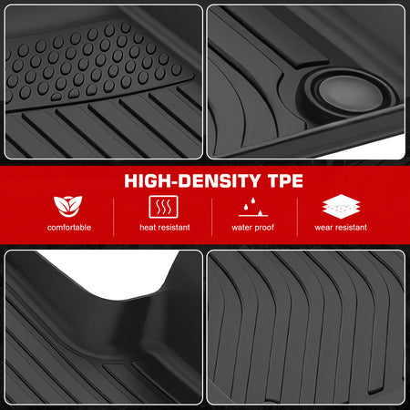 IKON MOTORSPORTS 3D TPE Floor Mats, Compatible with 2020-2025 Audi Q7/SQ7, All Weather Waterproof Non-Slip Floor Liners, Front & 2nd Row Full Set Car Interior Accessories, Black