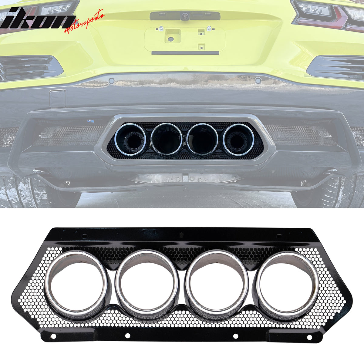 For 20-25 Chevy Corvette C8 Rear Diffuser Lip Silver Quad Exhaust Tip + Grille