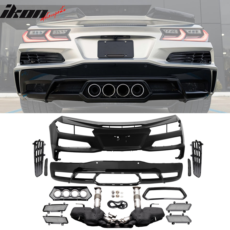 2020-2025 Chevy Corvette C8 Rear Bumper Diffuser Exhaust Muffler Pipe