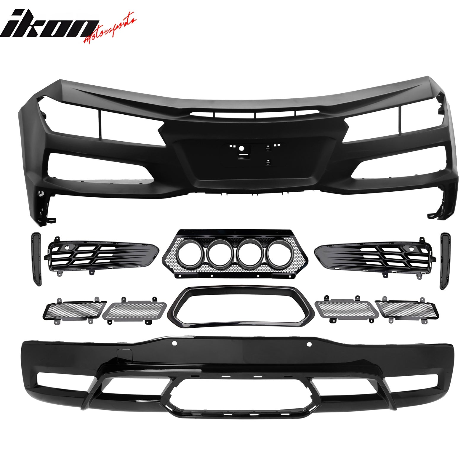 For 20-25 Chevy Corvette C8 Rear Bumper Diffuser Black Quad Exhaust Muffler Kit