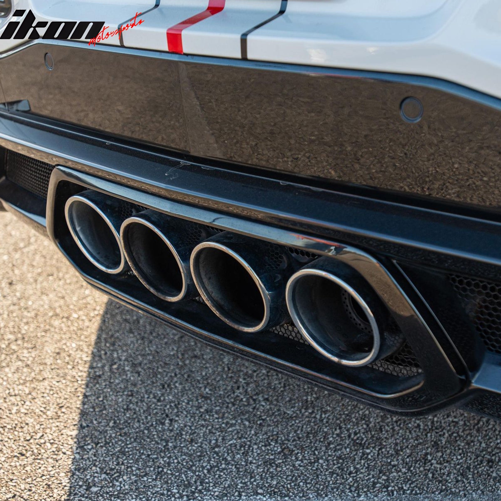 For 20-25 Corvette C8 Rear Bumper Cover + Silver Quad Exhaust Tip Trunk Spoiler
