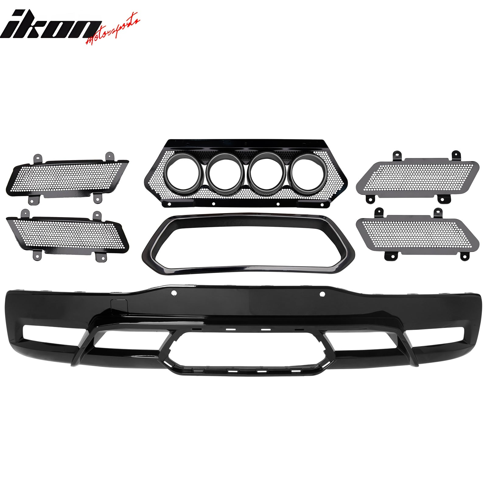 Fits 20-25 Corvette C8 Rear Bumper Cover + Black Quad Exhaust Tip Trunk Spoiler