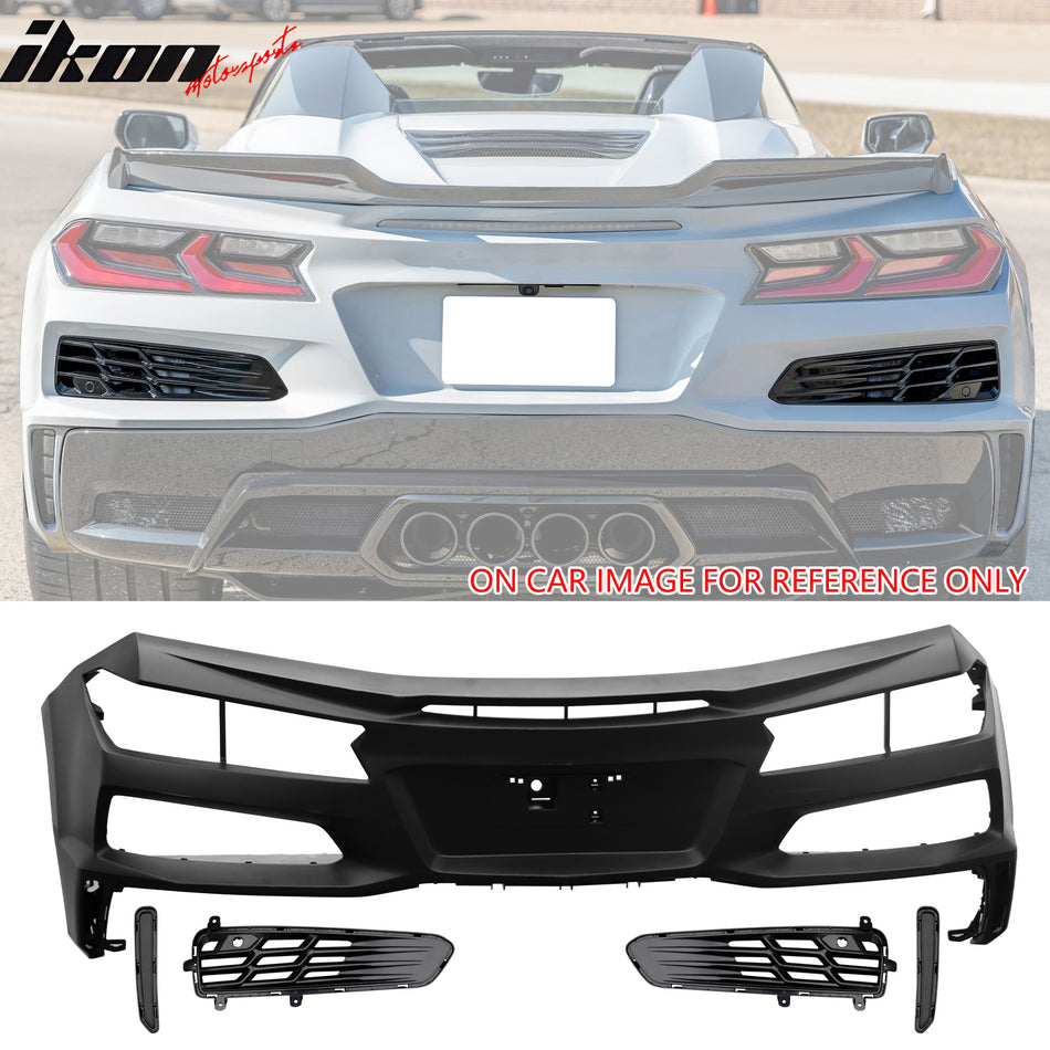 2020-2025 Chevy Corvette C8 Z06 Style Rear Bumper Cover W/ Grilles PP