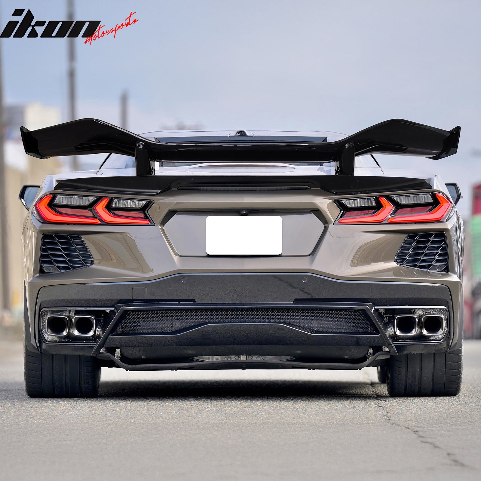 Fits 20-25 Corvette C8 Z07 Style Trunk Spoiler Primer Black Panel Mount Brackets