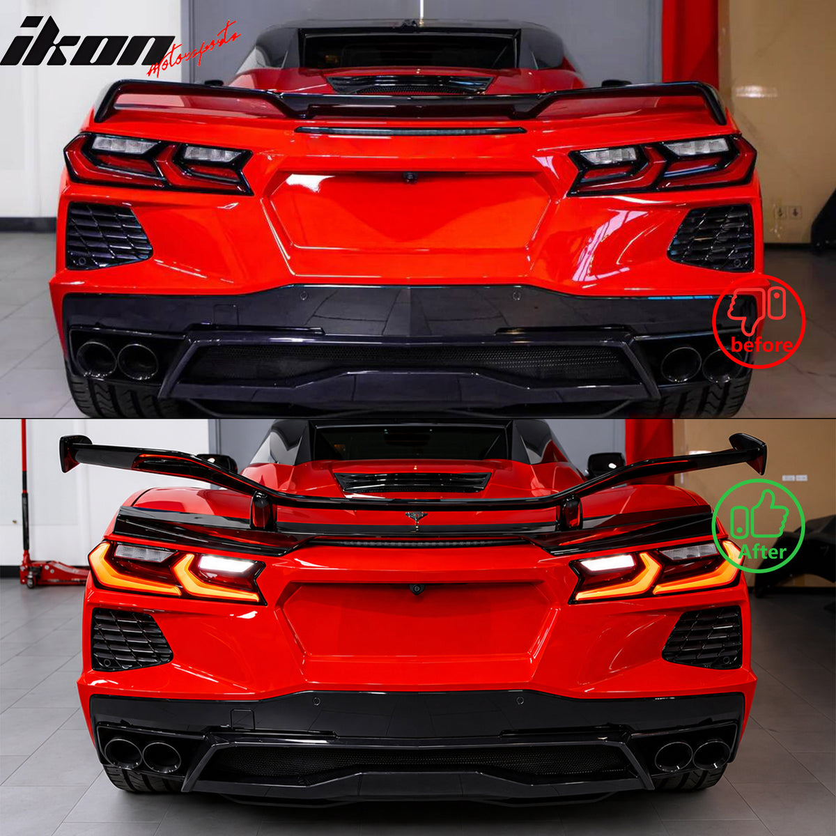 Fits 20-25 Corvette C8 Z07 Style Trunk Spoiler Primer Black Panel Mount Brackets