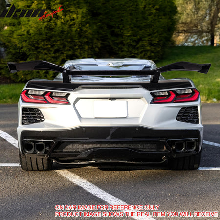 Fits 20-25 Corvette C8 Z07 Style Pearl Black Trunk Spoiler Panel Mount Brackets