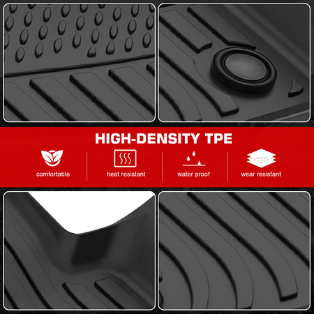 IKON MOTORSPORTS 3D TPE Floor Mats, Compatible with 2020-2025 Land Rover Range Rover Evoque, All Weather Waterproof Non-Slip Floor Liners, Front & 2nd Row Full Set Interior Accessories, Black