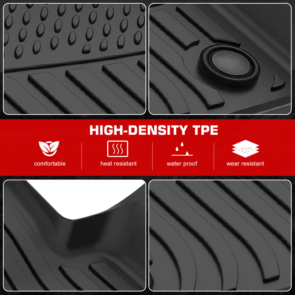 IKON MOTORSPORTS 3D TPE Floor Mats, Compatible with 2020-2025 Land Rover Range Rover Evoque, All Weather Waterproof Non-Slip Floor Liners, Front & 2nd Row Full Set Interior Accessories, Black