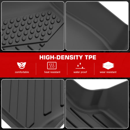 IKON MOTORSPORTS 3D TPE Floor Mats, Compatible with 2020-2025 Lincoln Corsair, All Weather Waterproof Non-Slip Floor Liners, Front & 2nd Row Full Set Interior Accessories, Black