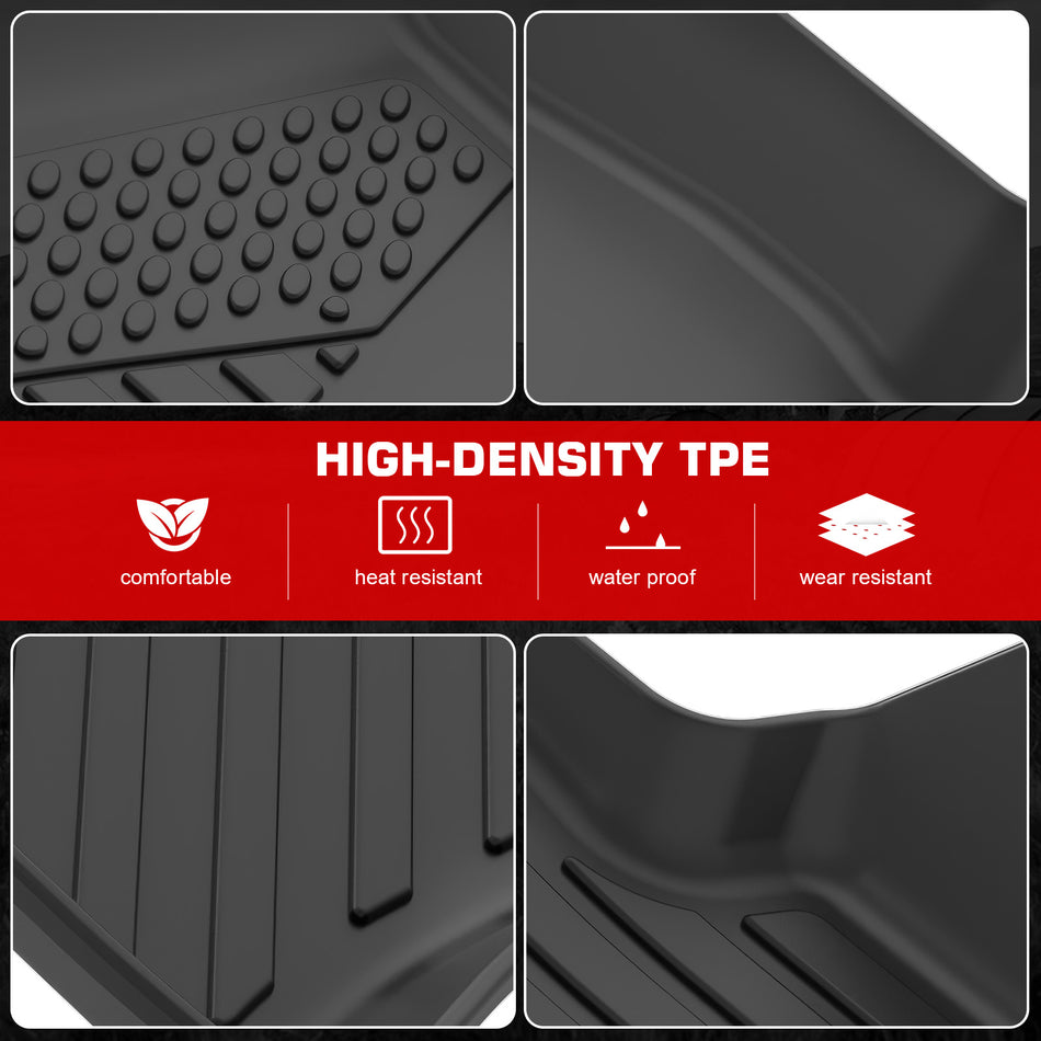 IKON MOTORSPORTS 3D TPE Floor Mats, Compatible with 2020-2025 Lincoln Corsair, All Weather Waterproof Non-Slip Floor Liners, Front & 2nd Row Full Set Interior Accessories, Black