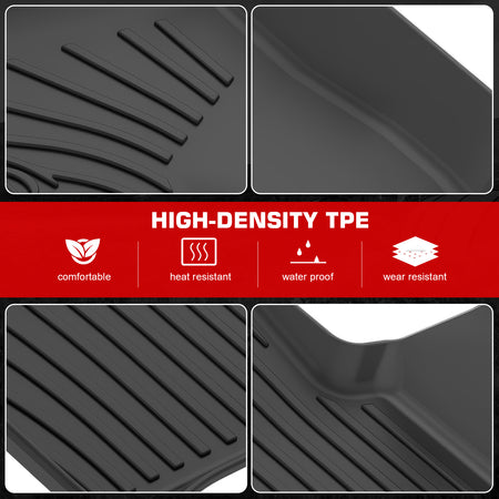 IKON MOTORSPORTS 3D TPE Floor Mats, Compatible with 2020-2025 Lincoln Corsair, IKON Style All Weather Waterproof Non-Slip Floor Liners, Front & 2nd Row Full Set Interior Accessories, Black